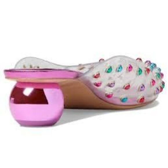 NWT! Kate Spade New York Honor Pumps, pink & clear upper with multi color embell - Picture 2 of 6